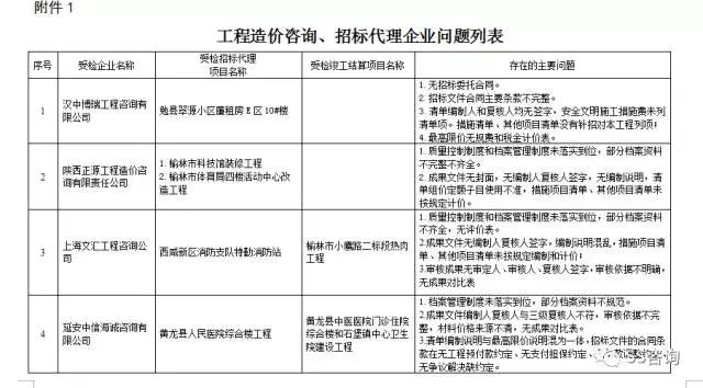 工程造價(jià)咨詢、招標(biāo)代理企業(yè)問(wèn)題列表