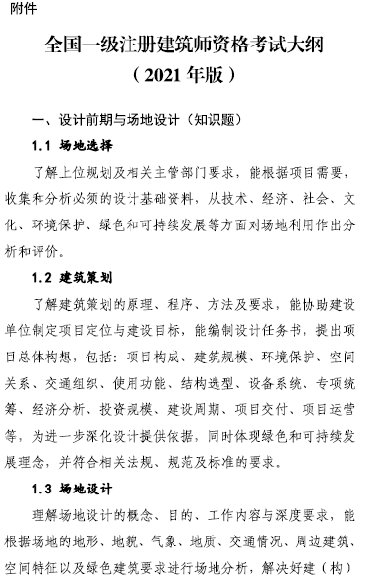 大事件！9門變6門！一級注冊建筑師考試大綱（21版）發(fā)布，2023年執(zhí)行！